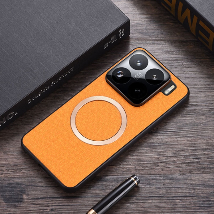

For Xiaomi 15 CD Magsafe Magnetic Cloth Texture Phone Case(Orange)