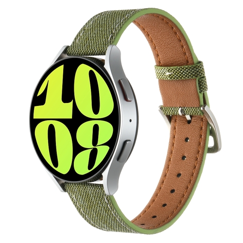 20mm Universal Denim Leather Buckle Watch Band(Grass Green) for vivo x100 pro denim texture flip leather phone case khaki