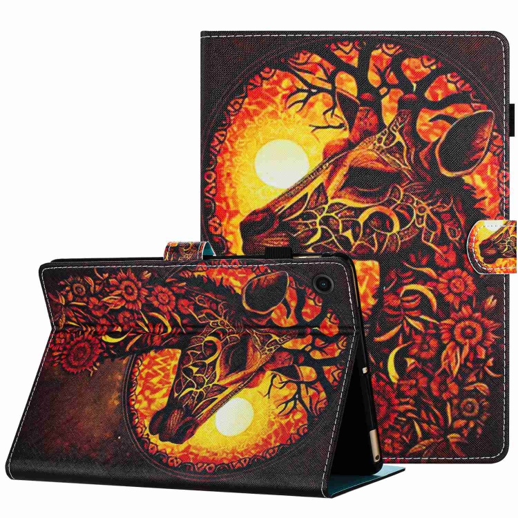 

For Lenovo Tab M10 3rd Gen Painted Pattern Stitching Smart Leather Tablet Case(Flower Deer)
