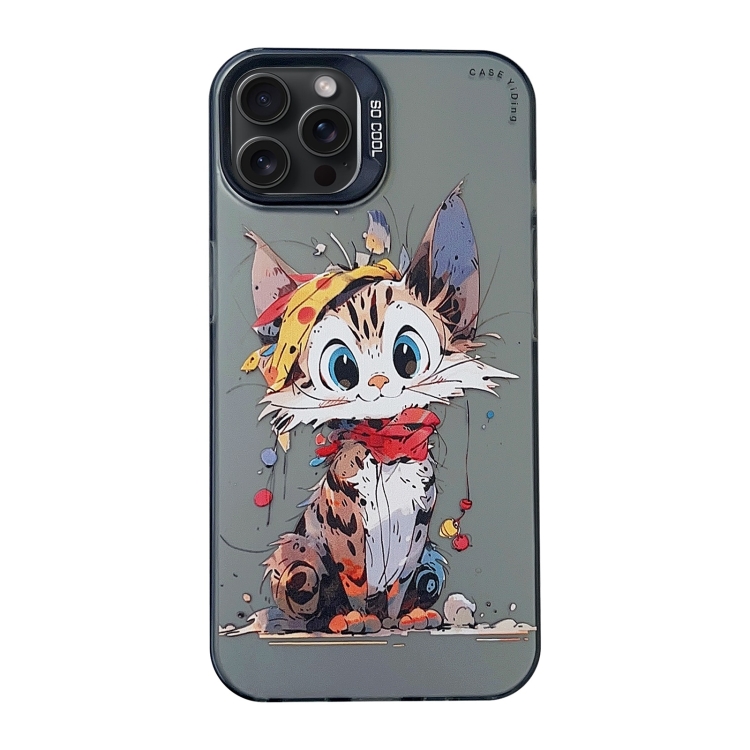 

For iPhone 15 Pro Cartoon Animal Graffiti PC + TPU Phone Case(Calico Cat)