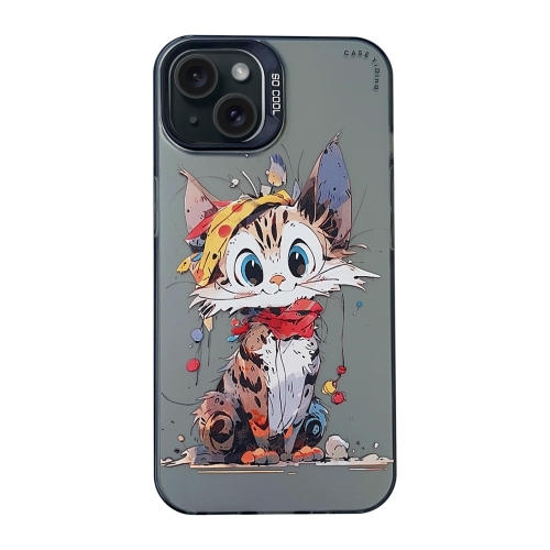 

For iPhone 15 Plus Cartoon Animal Graffiti PC + TPU Phone Case(Calico Cat)