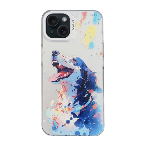 

For iPhone 15 Plus Cartoon Animal Graffiti PC + TPU Phone Case(Border Collie)