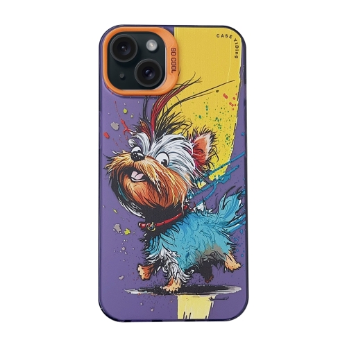 

For iPhone 15 Cartoon Animal Graffiti PC + TPU Phone Case(Puppy)