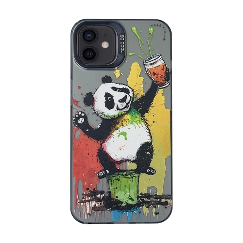 

For iPhone 12 Cartoon Animal Graffiti PC + TPU Phone Case(Panda)