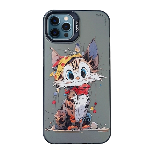 

For iPhone 12 Pro Max Cartoon Animal Graffiti PC + TPU Phone Case(Calico Cat)