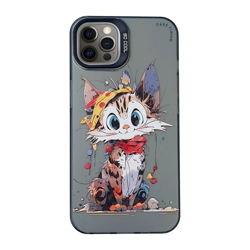 

For iPhone 12 Pro Cartoon Animal Graffiti PC + TPU Phone Case(Calico Cat)