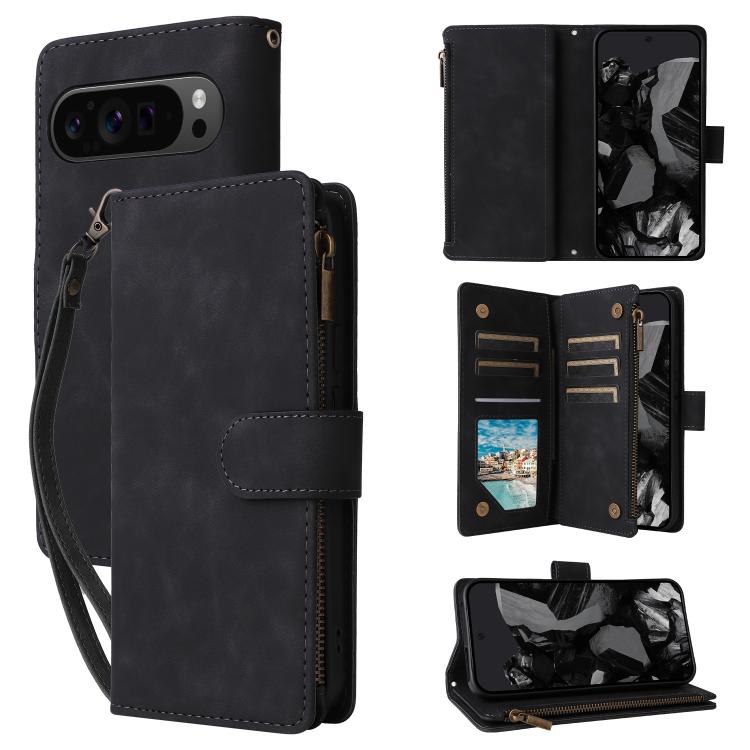 

For Google Pixel 10 Pro XL Multifunctional Multi-Card Wallet Phone Leather Case(Black)