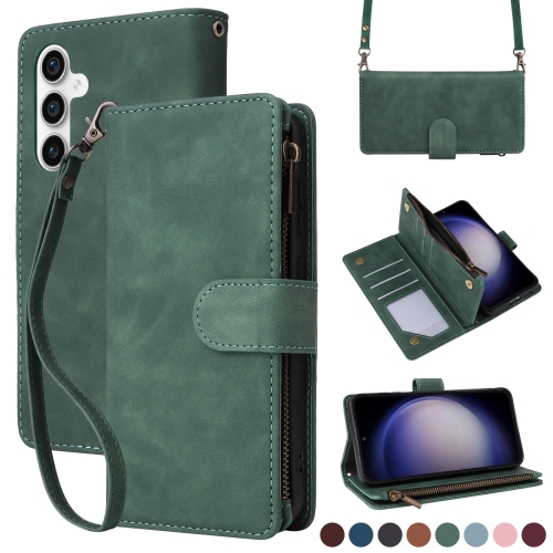 

For Samsung Galaxy S23 FE 5G Crossbody Multi-card Slot Wallet Zipper Leather Phone Case(Green)