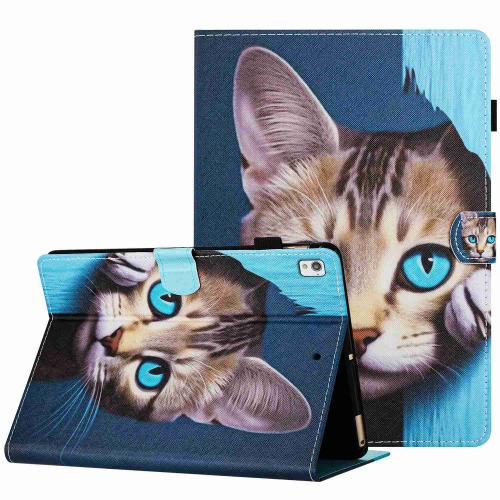 

For Samsung Galaxy Tab A 10.1 2019 T510 Painted Pattern Stitching Leather Tablet Case(Blue Cat)