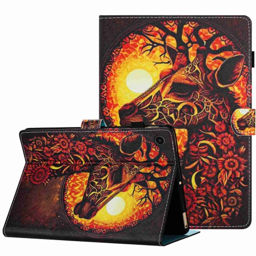 

For Samsung Galaxy Tab A9+ Painted Pattern Stitching Smart Leather Tablet Case(Flower Deer)