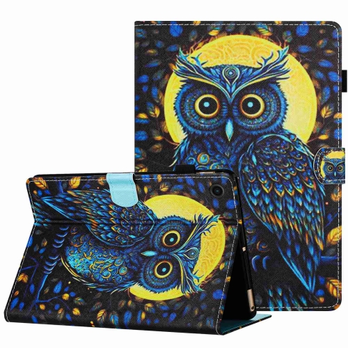 

For Samsung Galaxy Tab A9 Painted Pattern Stitching Smart Leather Tablet Case(Moonlight Eagle)