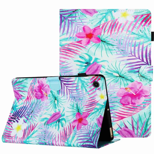 

For Samsung Galaxy Tab A9 Painted Pattern Stitching Smart Leather Tablet Case(Bougainvillea)
