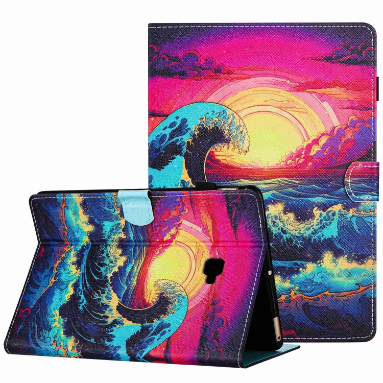 

For Samsung Galaxy Tab A 10.1 T580 Painted Pattern Stitching Smart Leather Tablet Case(Waves)