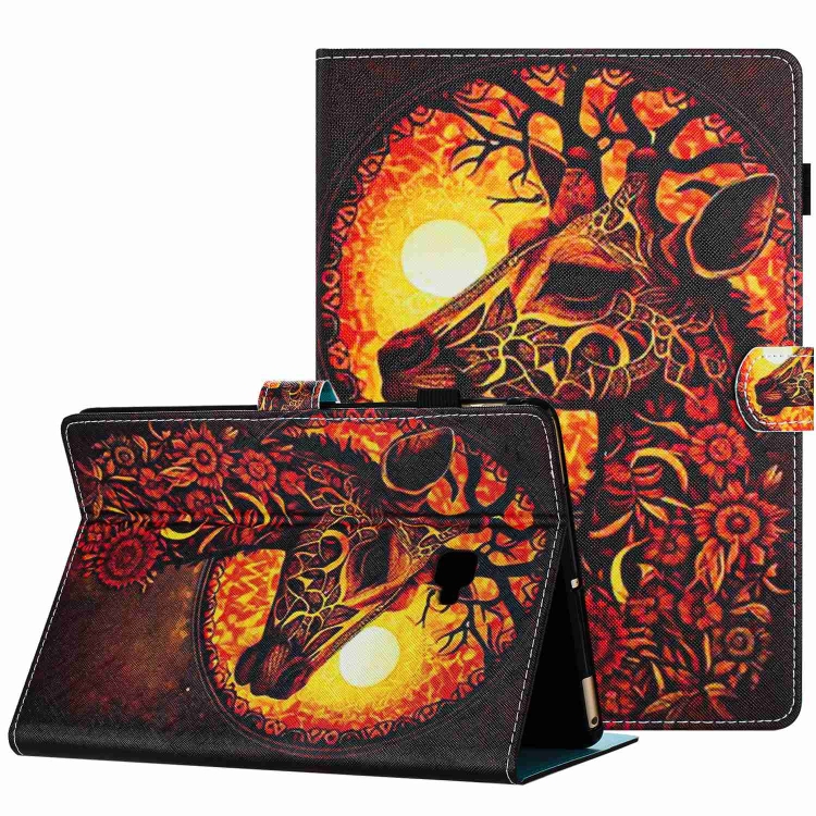 

For Samsung Galaxy Tab A 10.1 T580 Painted Pattern Stitching Smart Leather Tablet Case(Flower Deer)