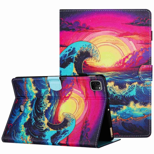 

For iPad 11 Pro 2024 / 2020 / Air 4 10.9 Painted Pattern Stitching Smart Leather Tablet Case(Waves)