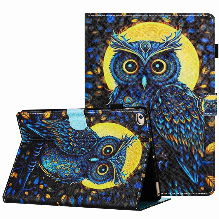 

For iPad 9.7 2018 / 2017 Painted Pattern Stitching Smart Leather Tablet Case(Moonlight Eagle)