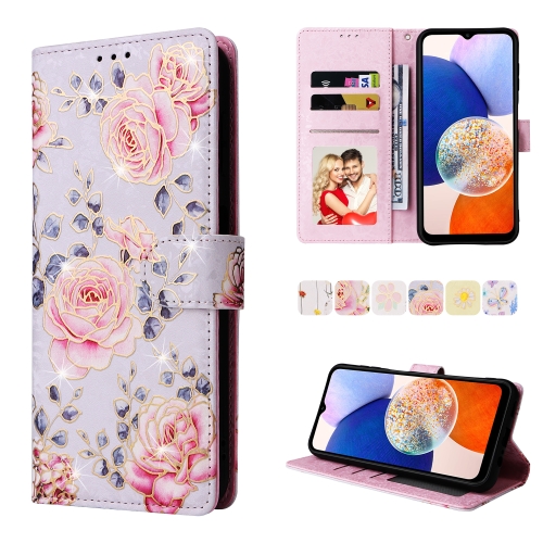 

For Samsung Galaxy A15 5G Bronzing Painting RFID Leather Case(Pastoral Rose)
