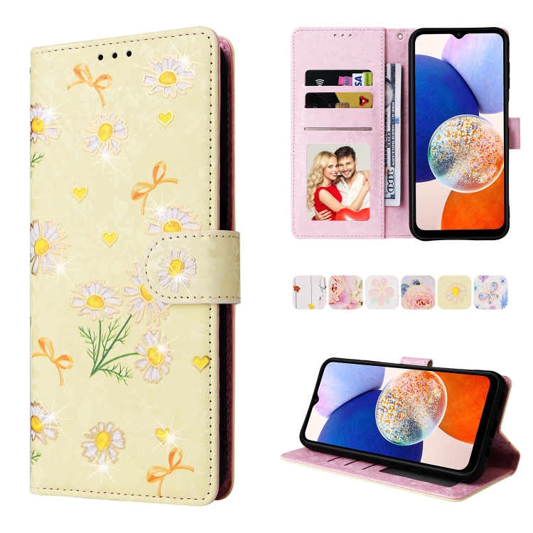 

For Samsung Galaxy A15 5G Bronzing Painting RFID Leather Case(Yellow Daisy)