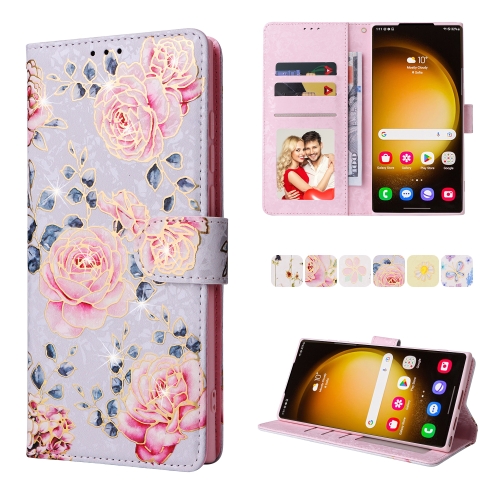 

For Samsung Galaxy S24 Ultra 5G Bronzing Painting RFID Leather Case(Pastoral Rose)