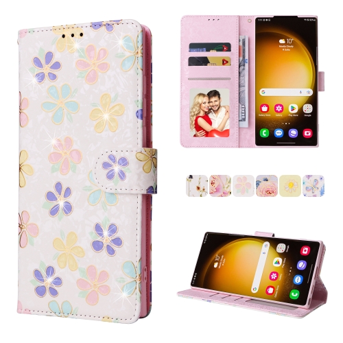 

For Samsung Galaxy S24 Ultra 5G Bronzing Painting RFID Leather Case(Bloosoming Flower)