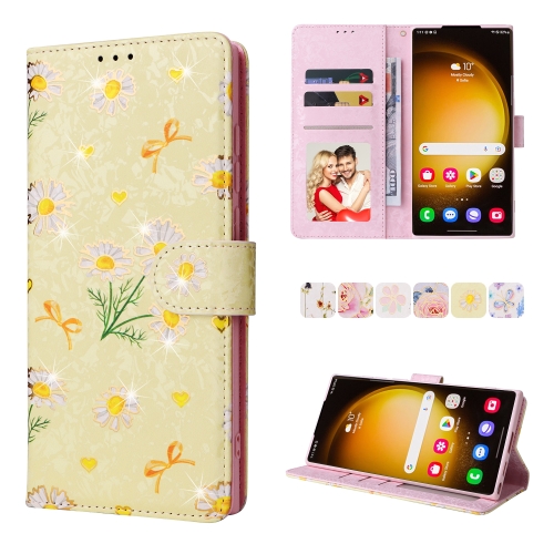 

For Samsung Galaxy S24 Ultra 5G Bronzing Painting RFID Leather Case(Yellow Daisy)