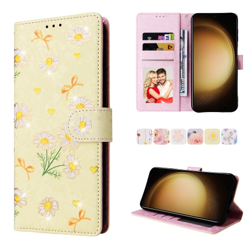

For Samsung Galaxy S24+ 5G Bronzing Painting RFID Leather Case(Yellow Daisy)