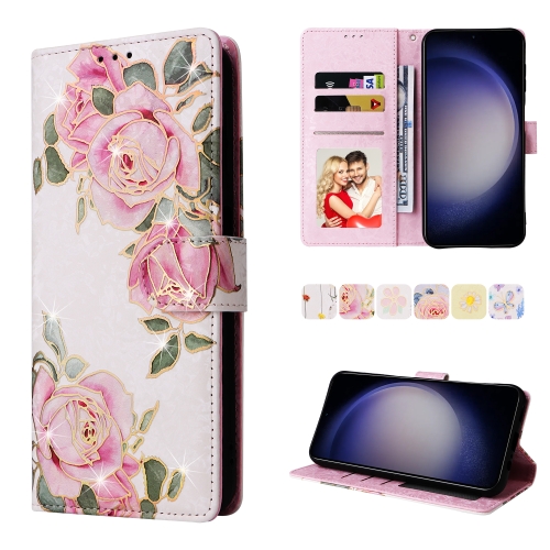 

For Samsung Galaxy S24 5G Bronzing Painting RFID Leather Case(Rose Flower)