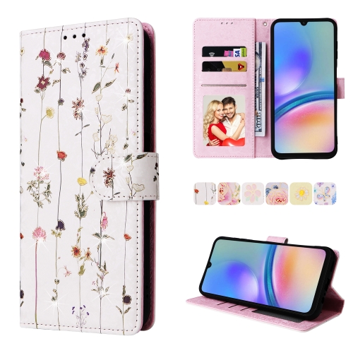 

For Samsung Galaxy A05s Bronzing Painting RFID Leather Case(Dreid Flower World)