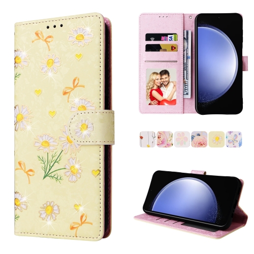 

For Samsung Galaxy S23 FE 5G Bronzing Painting RFID Leather Case(Yellow Daisy)
