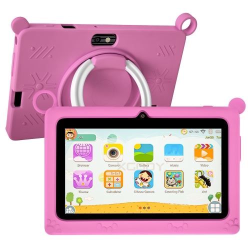 Tablette pour enfant A133 7 pouces avec étui en silicone, 2 Go + 32 Go, Android 11 Allwinner A133 Quad Core CPU Prise en charge du contrôle parental Google Play (Rose)