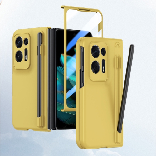 

For OPPO Find N2 Integrated Skin Feel PC Phone Case with Pen / Pen Box(Yellow)