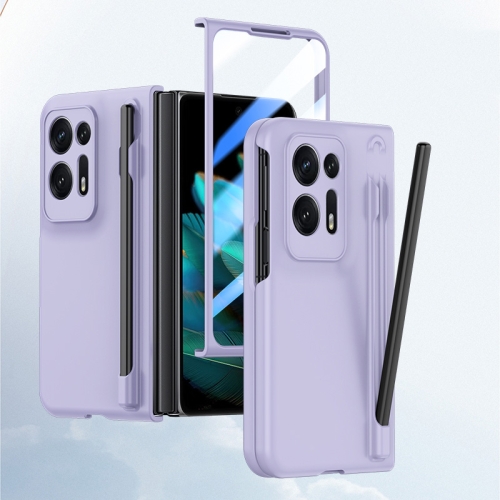 

For OPPO Find N2 Integrated Skin Feel PC Phone Case with Pen / Pen Box(Purple)