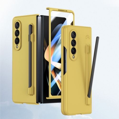 

For Samsung Galaxy Z Fold4 5G Integrated Skin Feel PC Phone Case with Pen / Pen Box(Yellow)