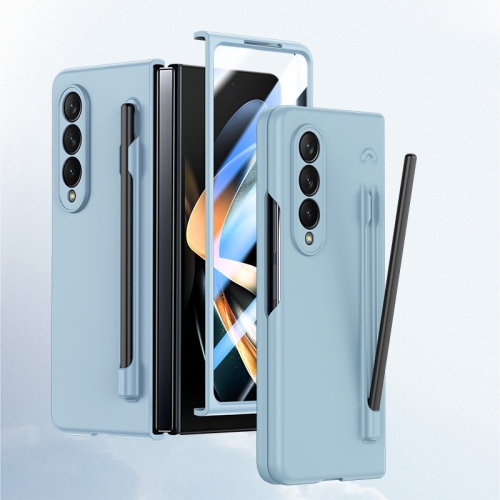 

For Samsung Galaxy Z Fold4 5G Integrated Skin Feel PC Phone Case with Pen / Pen Box(Light Blue)