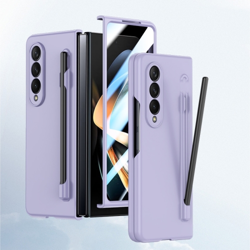 

For Samsung Galaxy Z Fold4 5G Integrated Skin Feel PC Phone Case with Pen / Pen Box(Purple)