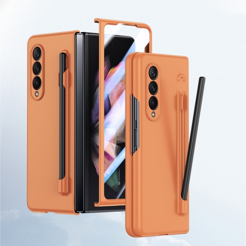 

For Samsung Galaxy Z Fold3 Integrated Skin Feel PC Phone Case with Pen / Pen Box(Orange)