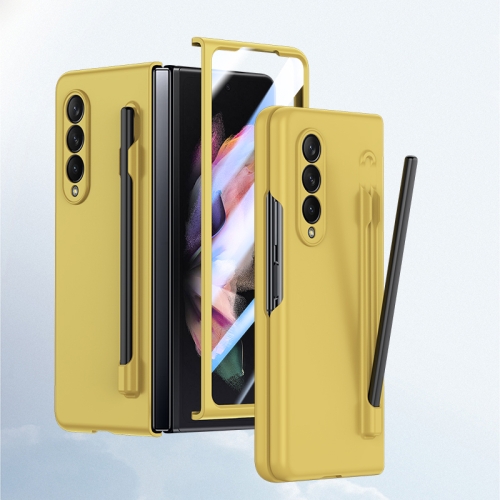 

For Samsung Galaxy Z Fold3 Integrated Skin Feel PC Phone Case with Pen / Pen Box(Yellow)