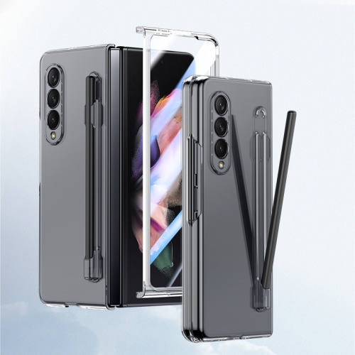 

For Samsung Galaxy Z Fold3 Integrated Skin Feel PC Phone Case with Pen / Pen Box(Transparent)