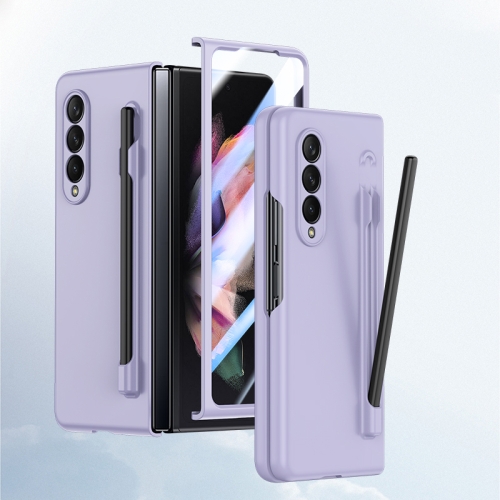 

For Samsung Galaxy Z Fold3 Integrated Skin Feel PC Phone Case with Pen / Pen Box(Purple)