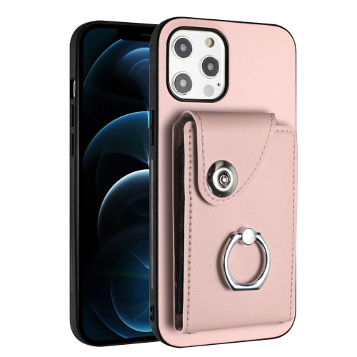 

For iPhone 12 mini Organ Card Bag Ring Holder Phone Case(Pink)