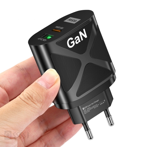 

65W Gallium Nitride GaN389 USB + Type-C Fast Charging Charger, Plug Type:EU Plug(Black)