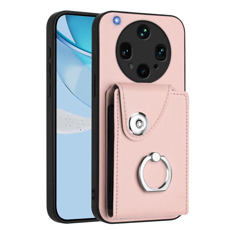 

For OPPO Find X8 Ultra Organ Card Bag Ring Holder PU Phone Case(Pink)