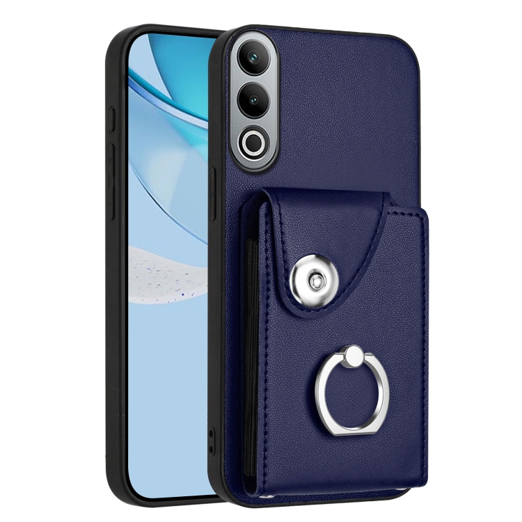 

For OnePlus Nord CE4 Organ Card Bag Ring Holder PU Phone Case(Blue)
