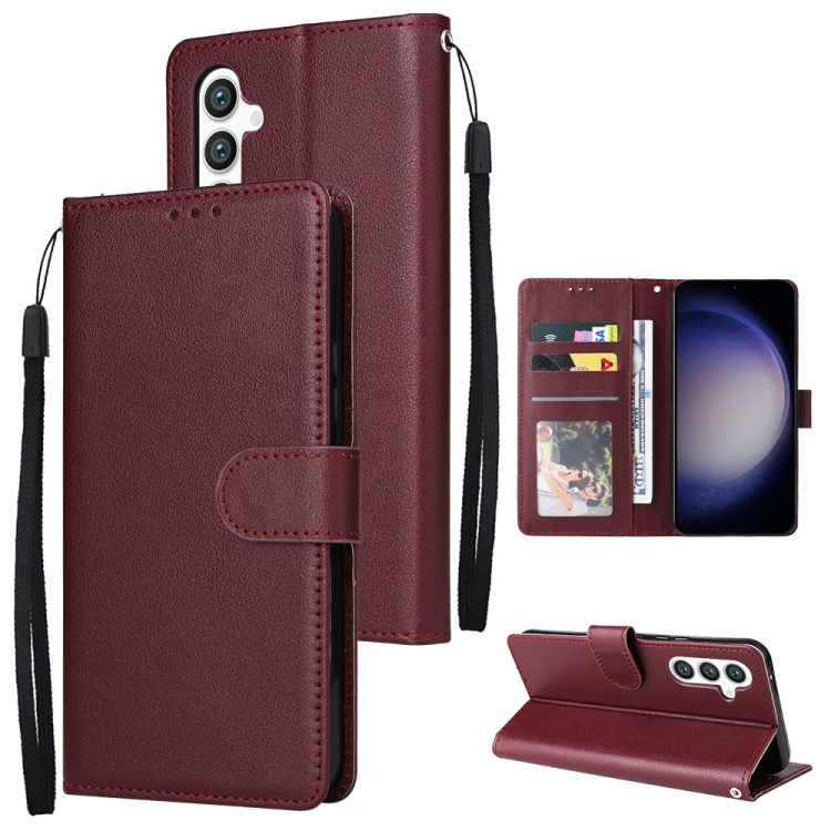 

For Samsung Galaxy S24 5G 3-Card Slots Multifunctional Leather Phone Case(Wine Red)