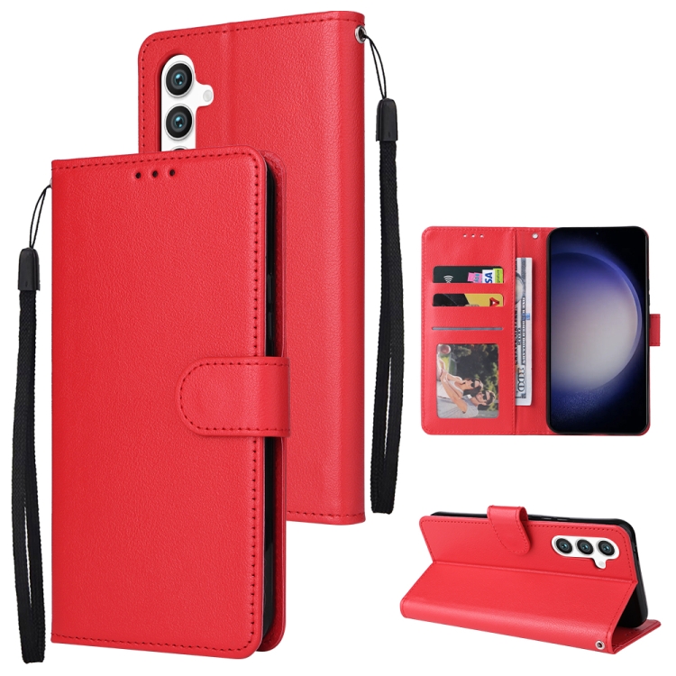 

For Samsung Galaxy S24 5G Multifunctional Horizontal Flip Leather Phone Case with Three Card Slot(Red)