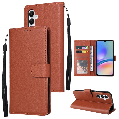 

For Samsung Galaxy A05s 3-Card Slots Multifunctional Leather Phone Case(Brown)