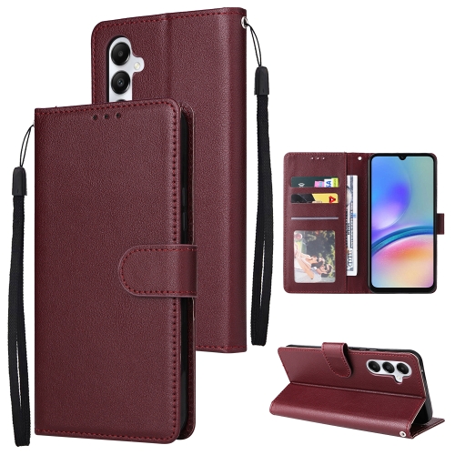 

For Samsung Galaxy A05s 3-Card Slots Multifunctional Leather Phone Case(Wine Red)