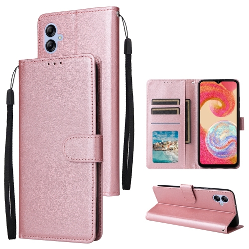 

For Samsung Galaxy A04e 3-Card Slots Multifunctional Leather Phone Case(Rose Gold)