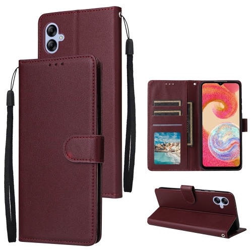 

For Samsung Galaxy A04e 3-Card Slots Multifunctional Leather Phone Case(Wine Red)
