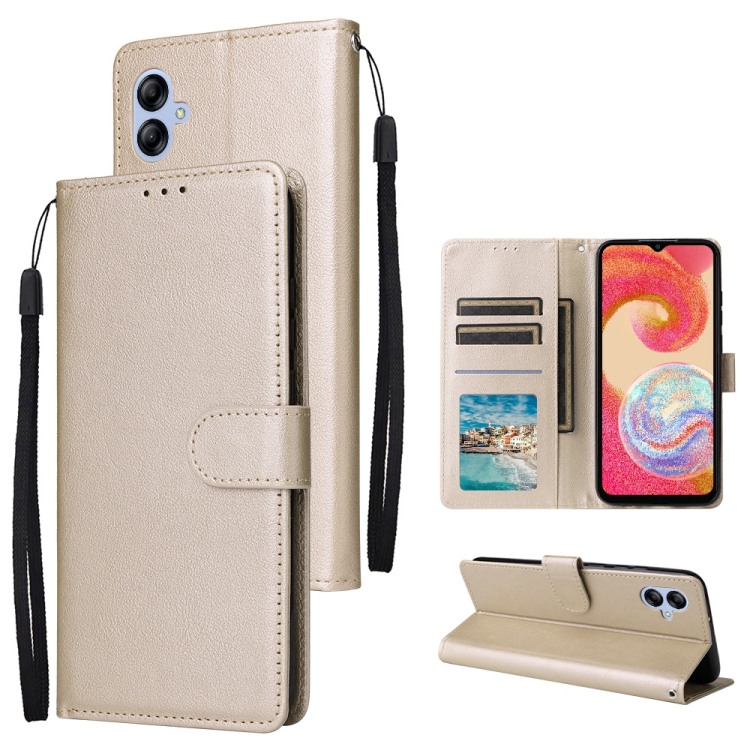 

For Samsung Galaxy A04e 3-Card Slots Multifunctional Leather Phone Case(Gold)
